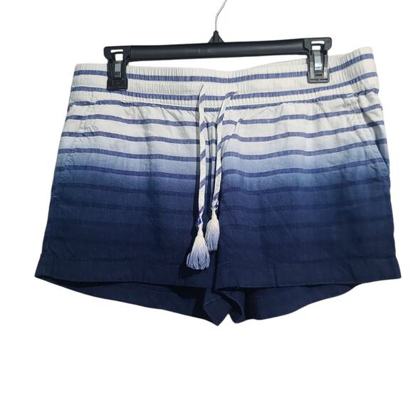 Vineyard Vines Ombre Blue Stripe Linen Tassel Shorts Blue White Size S - Picture 1 of 5